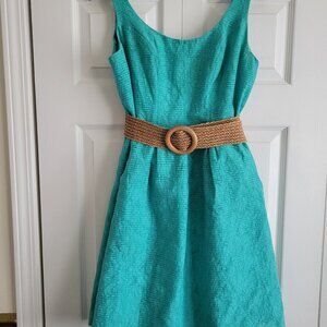 Nine West Belted Fit & Flare Teal Dress, Size 8